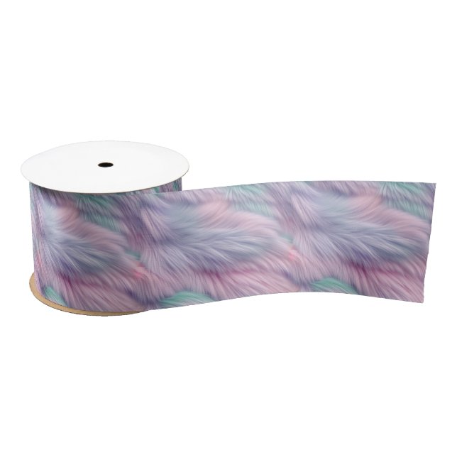 Pastel Rainbow Fur Satinband (Spule)