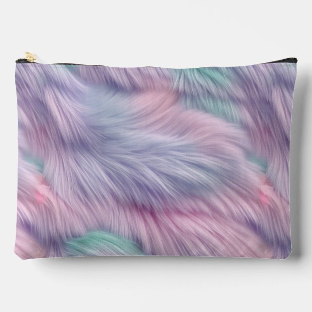 Pastel Rainbow Fur Zubehörtasche (Vorderseite)