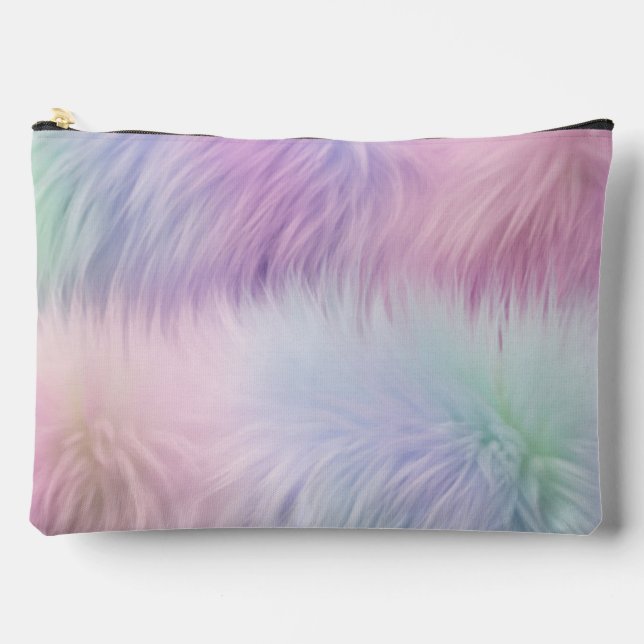 Pastel Rainbow Fur Zubehörtasche (Vorderseite)