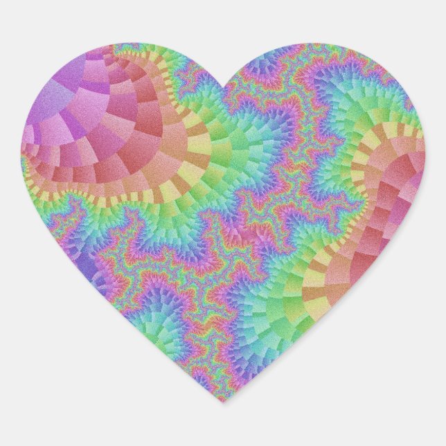 Pastel Rainbow Gear Heart Stickers (Vorderseite)
