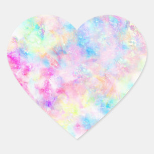 Pastel Rainbow Gefärbte Krawatte Wasserfarbe Herz-Aufkleber