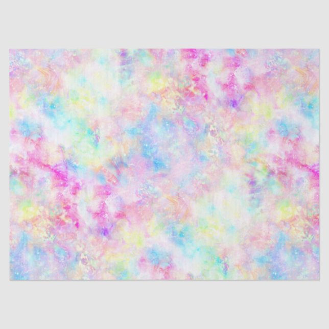 Pastel Rainbow Gefärbte Krawatte Wasserfarbe Seidenpapier (Vorderseite)
