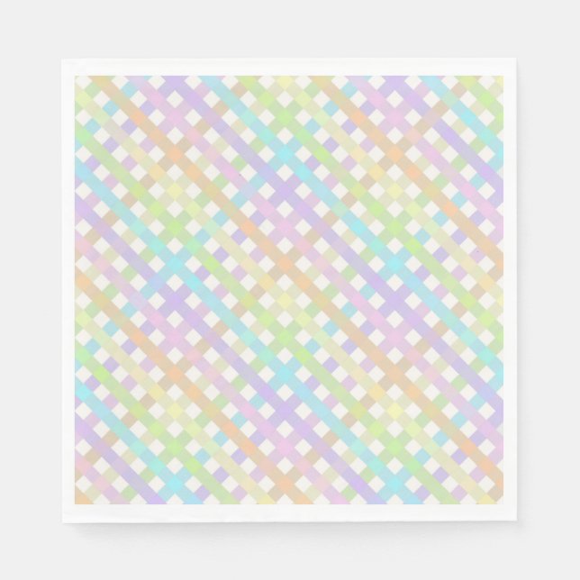 Pastel Rainbow Gingham Kariert Serviette (Vorderseite)