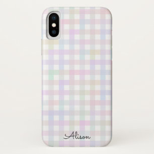 Pastel Rainbow Gingham Personalisiert Phone Case