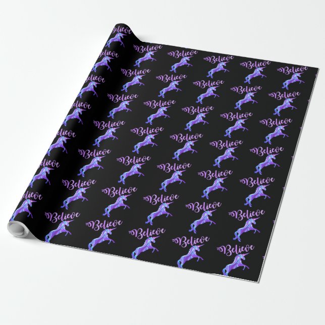 Pastel Rainbow Glauben Unicorn Geschenkpapier (Ungerollt)