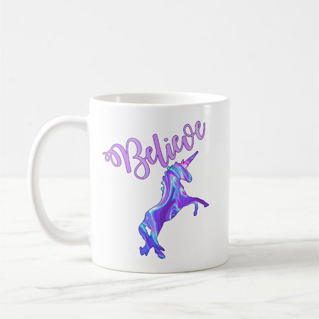 Pastel Rainbow glaubt an Einhörner Tasse (Links)