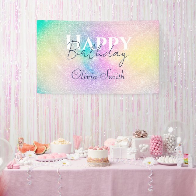 Pastel Rainbow Glitzer Gradient Banner (Party)