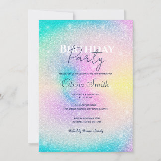 Pastel Rainbow Glitzer Gradient Einladung