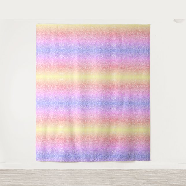 Pastel Rainbow Glitzer Wandteppich (Vorderseite)