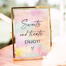 Pastel Rainbow Gold Sweet Leckereien Geburtstagsze