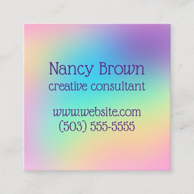 Pastel Rainbow Gradient Custom Quadratische Visitenkarte (Vorderseite)