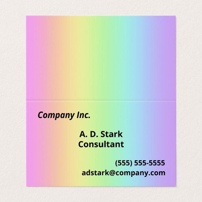 Pastel Rainbow Gradient Falted Business Cards Visitenkarten (Außenseite Aufgefaltet)