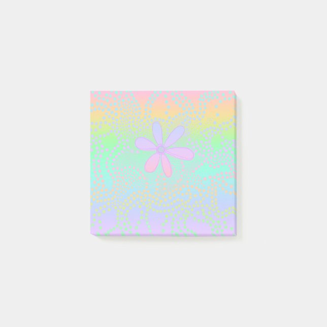 Pastel Rainbow Gradient Floral Post-it Klebezettel (Vorderseite)