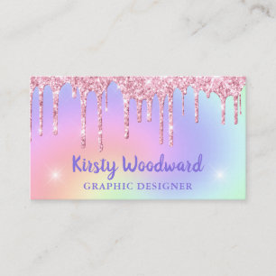Pastel Rainbow Gradient & Pink Driving Glitzer Visitenkarte
