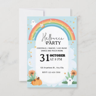 Pastel Rainbow Halloween-Party Einladung bearbeite