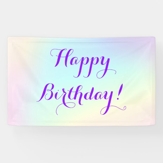 Pastel Rainbow Happy Birthday Banner (Horizontal)