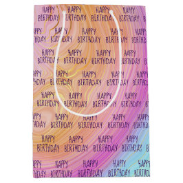Pastel Rainbow Happy Birthday Medium Gift Bag Mittlere Geschenktüte