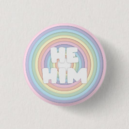 Pastel Rainbow He/Him Pronouns Button