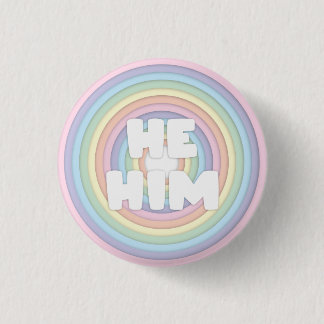 Pastel Rainbow He/Him Pronouns Button