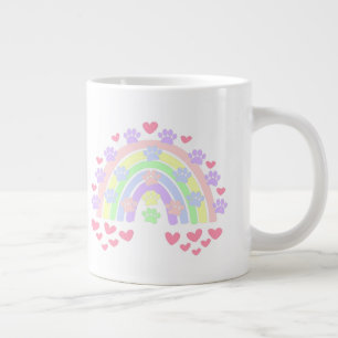 Pastel Rainbow Hearts Dog Paw druckt zweiteiliges  Jumbo-Tasse