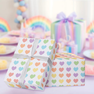 Pastel Rainbow Hearts Geschenkpapier