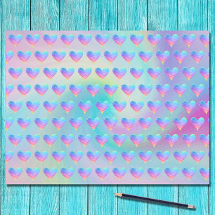 Pastel Rainbow Hearts Muster Decoupage Seidenpapier