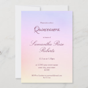 Pastel Rainbow Holographic Elegante Quinceanera Einladung