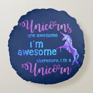 Pastel Rainbow I bin ein Einhorn Rundes Kissen