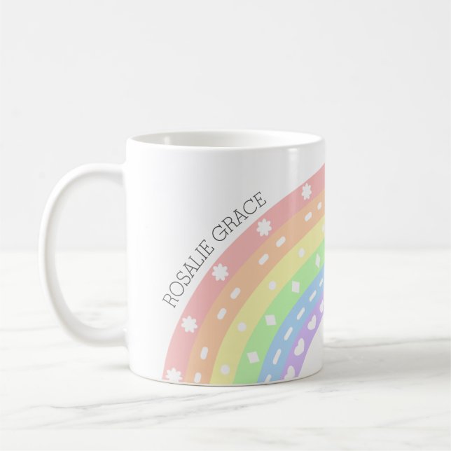 Pastel Rainbow Kids Name Tasse - Mädchen Personali (Links)