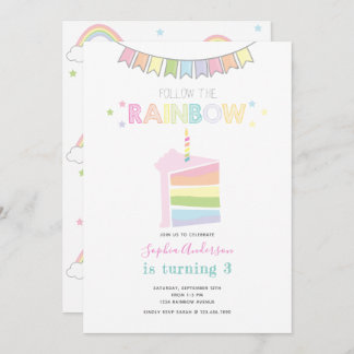Pastel Rainbow Kindergeburtstag Party Einladung