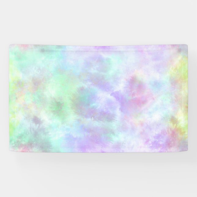 Pastel Rainbow Krawatte-Dye Aquarellmalerei Banner (Horizontal)