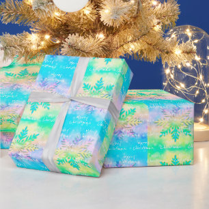 Pastel Rainbow Krawatte-Dye Snowflake Frohe Weihn Geschenkpapier