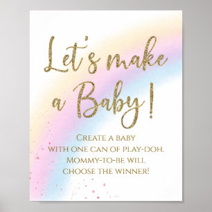 Pastel Rainbow Lasse ein Baby Shower Game Poster
