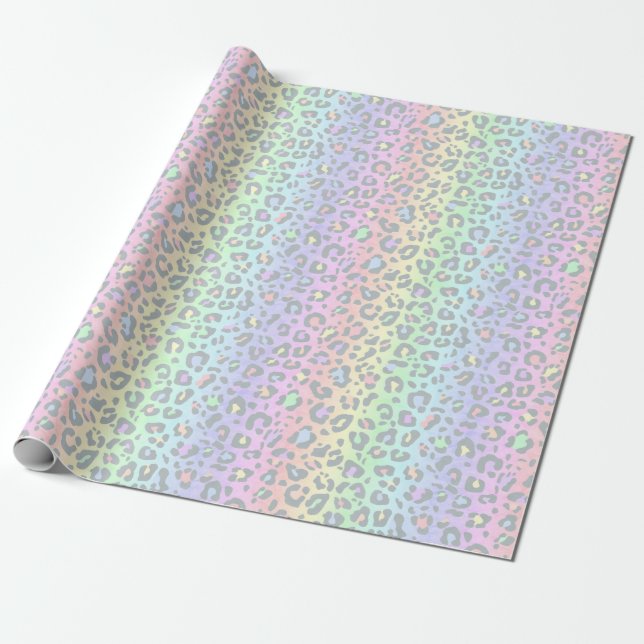 Pastel Rainbow Leopard Print Geschenkpapier (Ungerollt)