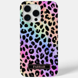 Pastel Rainbow Leopard Print Monogrammed Case-Mate iPhone Hülle
