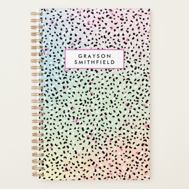 Pastel Rainbow Leopard Print Planer (Vorderseite)