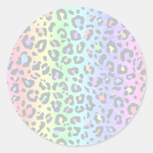 Pastel Rainbow Leopard Print Runder Aufkleber