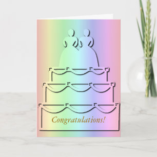 Pastel Rainbow Lesbian Wedding Cake Card Karte