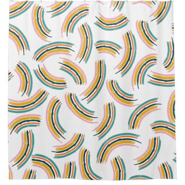 Pastel Rainbow Lines: Vintag nahtlos Duschvorhang (Vorderseite)