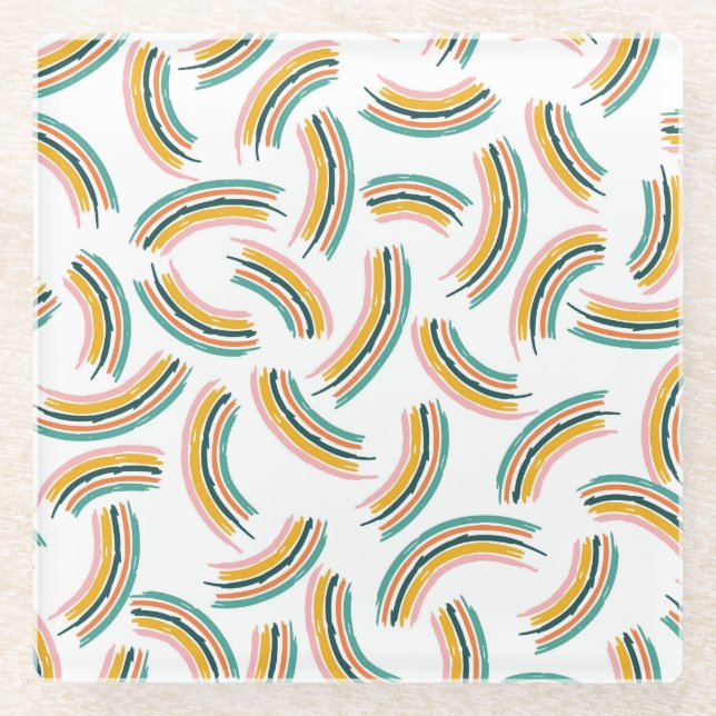 Pastel Rainbow Lines: Vintag nahtlos Glasuntersetzer (Vorderseite)