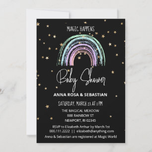 *~* Pastel Rainbow Magic Baby Shower Einladung