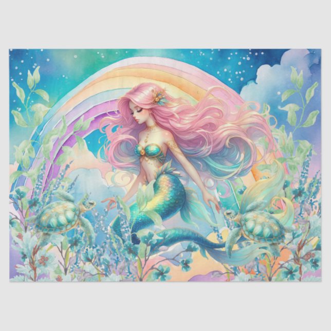 Pastel Rainbow & Mermaid Decoupage Seidenpapier (Vorderseite)