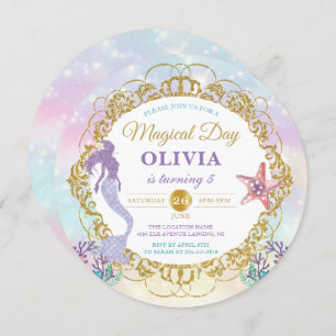 Pastel Rainbow Mermaid unter dem Meer Geburtstag Einladung