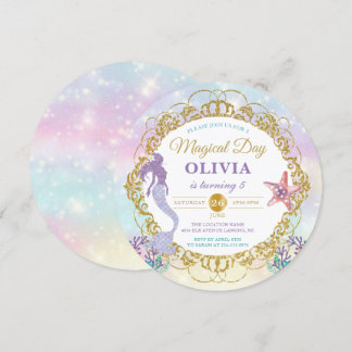 Pastel Rainbow Mermaid unter dem Meer Geburtstag Einladung