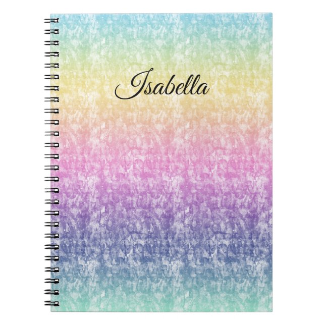 Pastel Rainbow mit Skriptname oder Text Notizblock (Vorderseite)