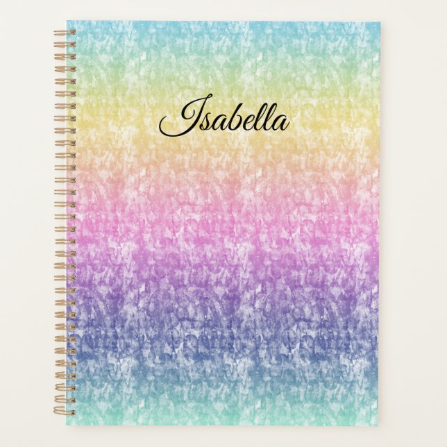 Pastel Rainbow mit Skriptname oder Text Planer (Vorderseite)
