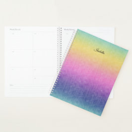 Pastel Rainbow mit Skriptname oder Text Planer