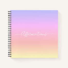 Pastel Rainbow mit weißer Typografie-Affirmation Notizbuch