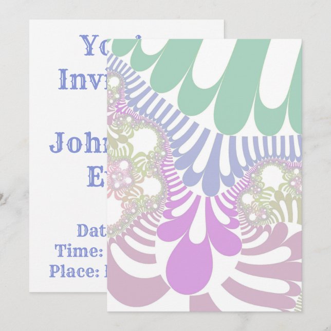 Pastel Rainbow Mod Einladung (Vorne/Hinten)