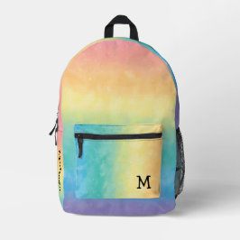 Pastel Rainbow Monogram Cute and Aesthetic Style Bedruckter Rucksack